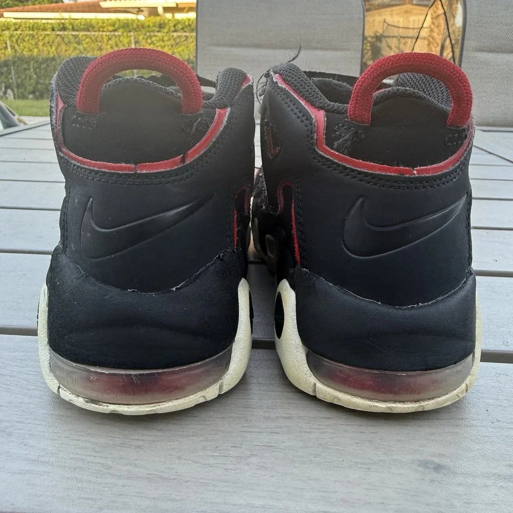 Nike Air More Uptempo 96 Red Toe Shoes FB1344-001‎ Youth Size size 1Y